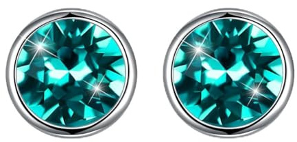 Hasnsofie Silber Ohrstecker 925 Ohrringe, 925 Sterling Silber Grün Ohrstecker 8mm Rund Klein Ohrringe, Unisex Allergenfrei Silber Ohrringe für Damen Herren Mädchen Jungen