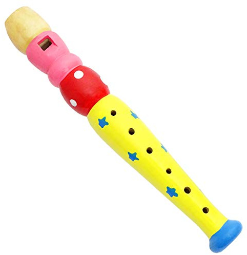 Keepdrum - Flauto giocattolo musicale per bambini, in legno, colore: Giallo