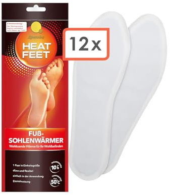 Fußwärmer Einlegesohlen für Schuhe - 12 Paar - Einmal Sohlenwärmer für 10 Stunden Wärme - Unisex Wärmesohlen Schuhwärmer in Einheitsgröße 100% natürlich