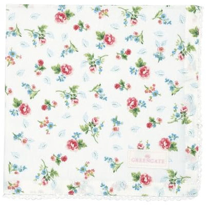 Stoffserviette mit Spitze Serviette Alma Petit White Blumenmuster 40 x 40 cm Landhausstil