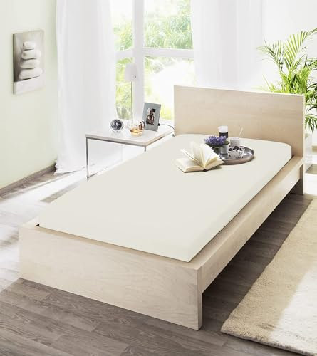 jilda-tex Spannbetttuch Elastic Jersey mit Elasthan (97% Baumwolle; 3% Elasthan) Markenqualität Spannbettlaken Verschiedene Größen (Perlmutt, 140-160x200-220cm)