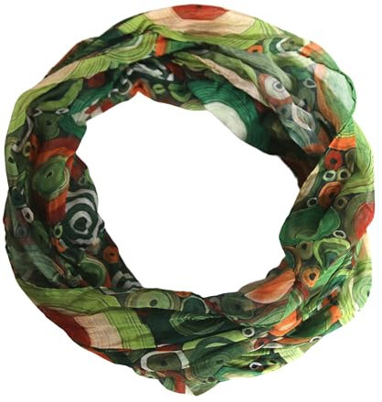 beybey® Retro Damen Seide Loop Schal wahnsinnig schön und sehr fein Seidenschal Kreis-Muster (LKS grün)