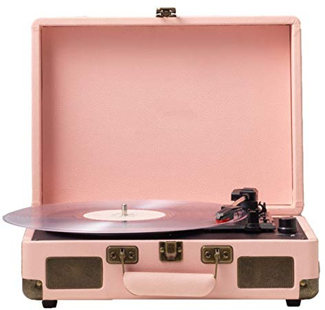 SGKOMN Tocadiscos portátil con Altavoces, Compatible con Salida de Audio RCA y Entrada de Audio AUX, Tocadiscos con Altavoces, Compatible con Discos de 7/10/12 Pulgadas, Velocidad de 33/45/78 RPM
