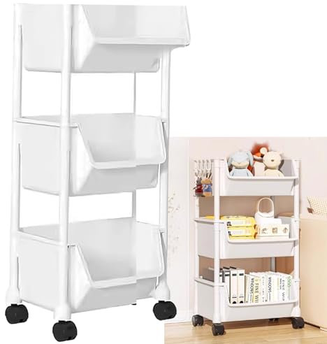 HNJZX Multifunktionaler Aufbewahrungswagen aus Kunststoff mit 3 Ebenen Schublade für Küche und Bad