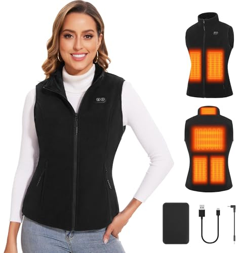 Vofuoti Women's Heated Vest Jacket, Power Bank Included, 3 Heat Settings