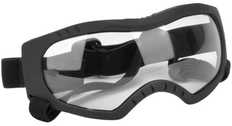 Hunde Sonnenbrille, Einstellbar Hundebrille, Schwarz Hundeschutzbrille, UV-Schutz, Winddicht, Augenschutz, Motorradbrille Schutzbrille, für Mittel Große Hunde (Transparente Objektive)
