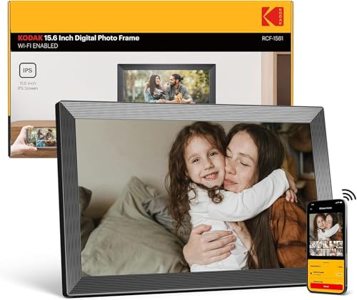 KODAK Cornice per foto digitale, 32 GB, 15,6 pollici, WiFi, 1920 x 1080 HD, IPS Touch Screen, rotazione automatica, condividi foto e video tramite app KODAK