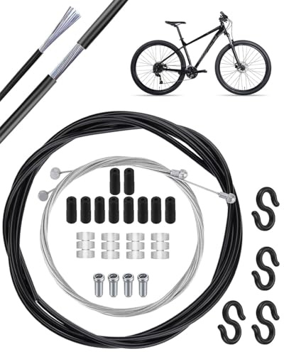 FUGLUS Cables para bicicletas 2 en 1, kit universal cambio para MTB, montaña, carretera y bicicletas plegables, incluye terminales y donuts, compatible con múltiples tipos de bicicletas.