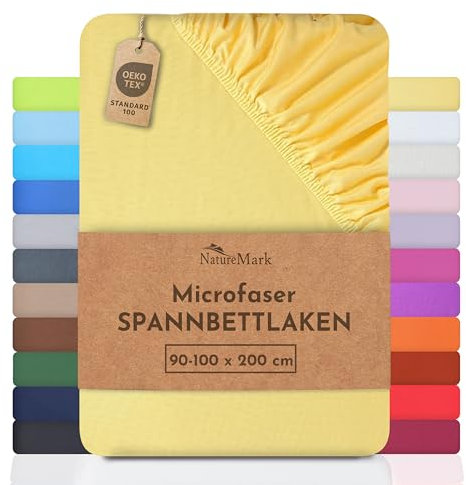 NatureMark - Mikrofaser SPANNBETTLAKEN zum Sparpreis! viele Größen und Farben Markenware (90x200-100x200 cm, gelb)