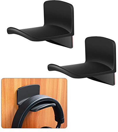 Ledot [2 Pack] Adhesive Headphone Hanger Hooks for Wall & Desk Table with Screw Holes, Universal Gaming Headset Mount Holder, Earphone Rack - Black