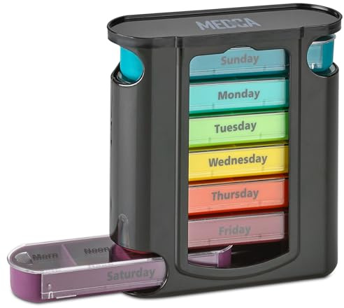 Stackable Daily Pill Organizer - (4 Times a Day) Weekly Medication Reminder - Premium Weekly AM/PM Pill Box with Individual Stacking Cases, a Everyday Medicine Organizer for Vitamins