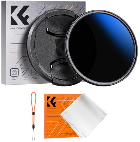 K&F CONCEPT Nano-Klear 52mm Filtro Variable ND2-400 (1-9 Pasos) Vidrio Óptico de 18 Capas Nano-Revestimiento con Tapa de Objetivo y Paño de Limpieza