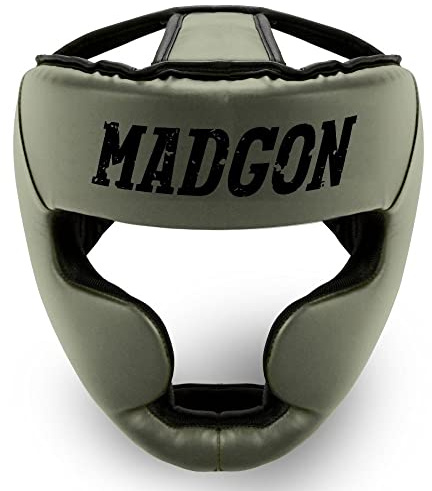 MADGON Premium Kopfschutz, Boxhelm mit Perfekter Sicht und maximalem Schutz, Gesichtsschutz für Kampfsport, MMA, Boxen, Kickboxen & Sparring
