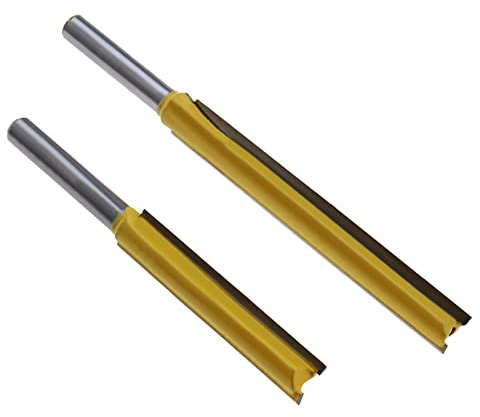 2PCS 1/4'' Shank Extra Long Straight Router Bits Double Flute Straight Grooving Bits Trimming Cutter Woodworking Milling Tools with 2 Inch & 3 Inch Cutting Depth for Wood