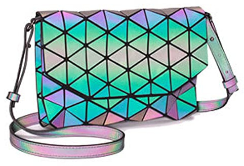JZ Geometric Shoulder Bags Luminous Bags Women Handbag Holographic Reflective Wallet Purse Fashion Wrist bag -1010B