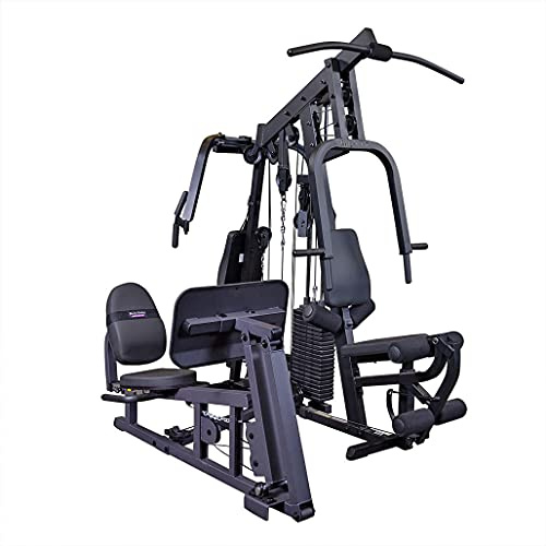 Body-Solid (EXM2500BLPS/300) Multi-Station Home Gym Machine, Arm & Leg Strength Training Functional Exercise Workout Station, 310lbs. Black Weight Stack with Leg Press