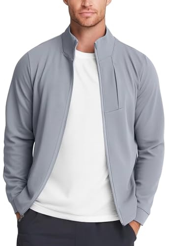 Men's Track Jackets Full Zip(Grey,L)