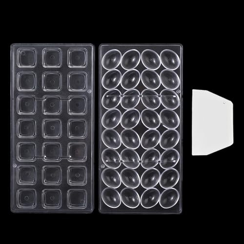 Binwat Chocolate Candy Mold PC Polycarbonate Chocolate Making Mould (Cube +Oval Egg)