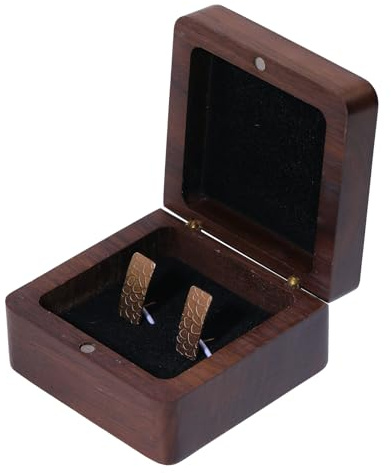 CHGCRAFT Walnut Wooden Cufflink Box Wood Necklace Gift Box Necklace Organiser Box Jewelry Display Box for Engagement Birthday Anniversary 2.65x2.67x1.41inch