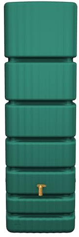 4rain Slim Regentonne 350 Liter dunkelgrün - Wandtank, Wassertank, Regenfass, Regenwassertonne, Wasserfass, Wassertonnen für Garten, Wasserbehälter, Wassertonne, Regenwassertank