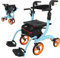 Rollator Walker mit Komfortfederung - Leichter 2 in 1 Transportstuhl für Senioren - Höhenverstellbar und klappbar mit Sitz und Rückenlehne