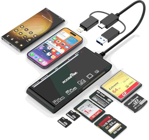 7-in-3 USB C USB 3.0 Lightning Multi Card Reader Universal Memory Card Adapter Hub für iPhone, iPad, MacBook, Samsung, Unterstützung SD, CF, Micro SD, XD, MS,TF kompatibel mit Windows, Mac OS