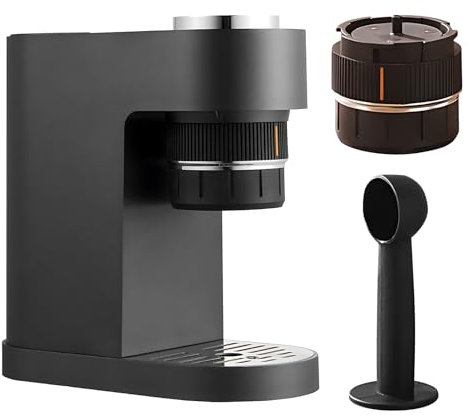YIWEOG Cafetera eléctrica con pantalla táctil digital, minicafetera de 12 bares con cuchara dosificadora, tanque de agua de 280 ml/9,5 oz, cafetera espresso inalámbrica recargable, funciona con cápsul