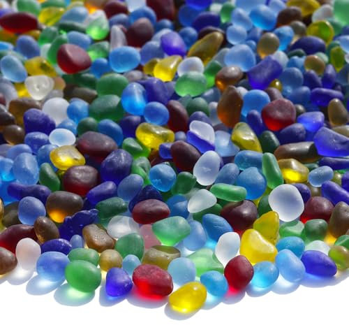 QYGL Sea Glass Stones - 2.9LB/46.4oz Colorful Frosted Glass Pebbles Gemstones - Perfect for Aquarium Rocks, Fish Tank Gravel, Vase Fillers, Seaglass DIY Crafts, and Home Decor