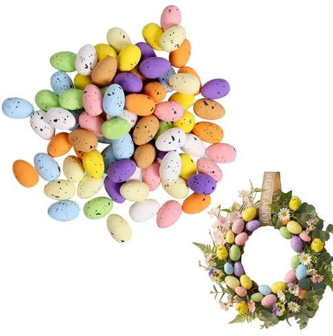 EUYKQNOI 100Pezzi Decorazione Uova di Pasqua,Uova di Pasqua Colorate Mini Uova Pasquali Artigianali di Schiuma Decorazione per Festa Pasqua Ornamenti per Casa Party Giocattoli Regalo,1.8cm