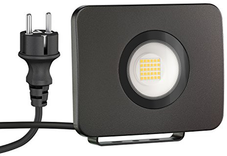 ledscom.de LED trädgårdspotlight WEGA för utomhusbruk, IP44, stickpropp, svart, 29,6 W, 2361lm, varmvit