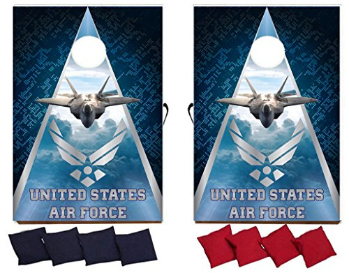 VictoryStore Cornhole Games - United States Air Force Cornhole Game - Air Force Bag Toss Game - 8 Bags Included - Wooden Boards