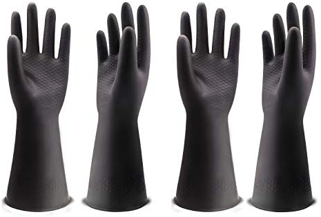 Uxglove Guantes resistentes a productos químicos, guantes de goma industriales de trabajo pesado, 12.2 pulgadas, negro 1 par