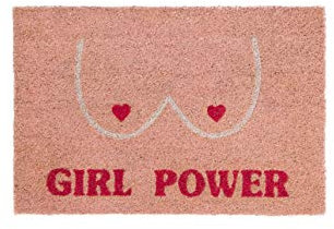 FISURA - Girl Power Outdoor Doormat, Coconut Door Mat with Non-Slip PVC Backing, dirt trapper door mats indoor & outdoor, Funny Welcome Door Mat Hand Painted, Size: 60cm x 40cm