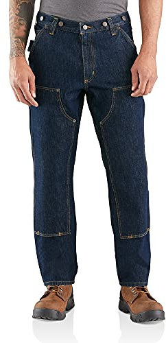 Carhartt Men's Relaxed Straight Rugged Flex Double-Front Denim Logger, Freight, W42 x L30