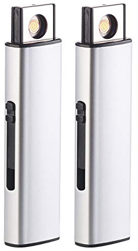 PEARL Sturmfeuerzeug: 2er-Set elektronische Akku-USB-Feuerzeuge, Glühspirale, windgeschützt (Sturmfeuerzeug USB, Stick als Feuerzeug, Gas)