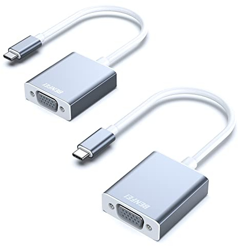 BENFEI USB C auf VGA Adapter, 2 Stück USB Typ C [Thunderbolt 3/4 kompatibel] auf VGA Adapter für iPhone 15 Pro/Max MacBook Pro/Air 2023 iPad Pro iMac S23 XPS 17 usw