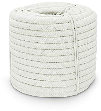 Aoneky Geflochtenes Baumwollseil 10/14/16mm, 30-60M - Makramee-Baumwollschnur aus Naturfasern für Dekoration, Hängematte, Boot, Sport (14mm x15M)