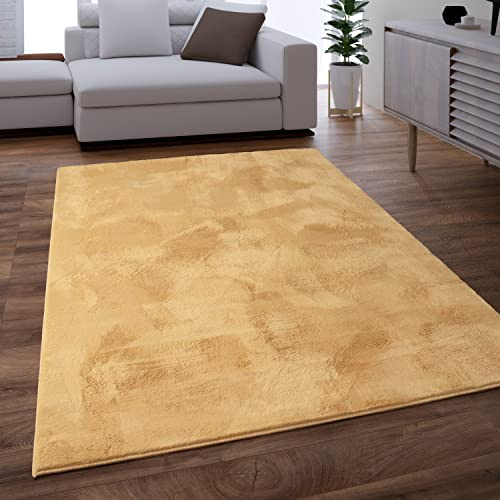 Paco Home Tapis Salon Chambre Adulte Poil Long Shaggy Moelleux Pelucheux Jaune, Dimension:60x90 cm