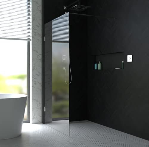 Walk-In Dusche | Ganzglasdusche | Rahmenlose Duschkabine | 6 mm ESG | 140 cm x 200 cm | Beschläge: Edelstahl-Optik
