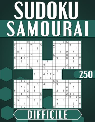 Sudoku Samouraï Adulte Difficile: 250 Grilles Avec Solutions, Cahier d'activités pour Adultes et Seniors.