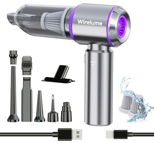 Wirelume Aspirador de Mano para Coche inalámbrica Potente 22000 Pa succión ciclónica Fuerte Motor Mini pequeña de Mesa sin escobillas portátil Recargable Ligera para Pelo de Mascotas, vehículo, hogar
