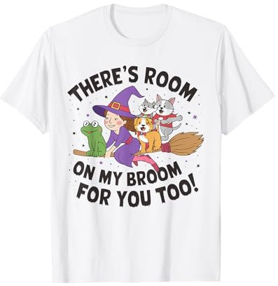 There's Room on My Broom Funny Teacher Halloween Costume T-Shirt