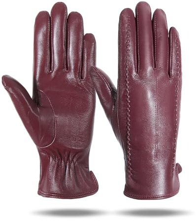 Kordear Gants en cuir pour femme – Gants d'hiver chauds pour écran tactile – Moufles en cuir véritable avec doublure en cachemire doux – Gants d'hiver pour femmes et filles – Cadeaux de conduite,