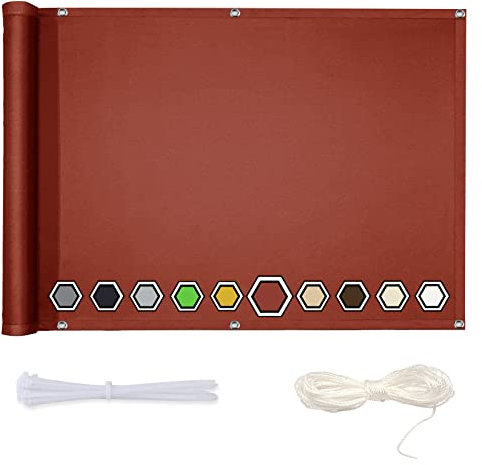 Balcony 140x1200 cm Weatherproof Opaque Cladding for Garden Fence & Patio Railing UV Protection Tear Resistant with Eyelets 100% Privacy Solution.