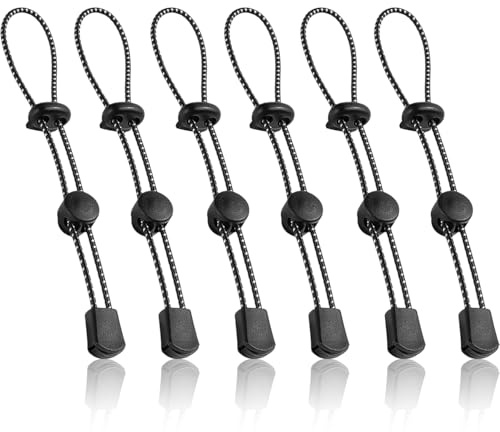 elook 6PCS Bungee Cord, Backpack Walking Stick Holder, Backpack Elastic Rope Fixing Buckle, Trekking & Hiking Accessories - Black