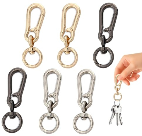 6 Pezzi Moschettone Portachiavi, Porta Chiavi, Portachiavi Uomo, Gancio Portachiavi, Uomo, Metallo Moschettone Piccolo per Appendere Nello Zaino, Auto
