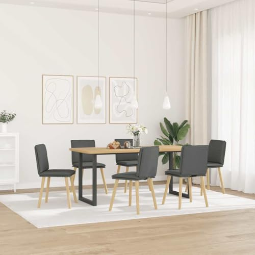 Frdhee Sedia da pranzo per visitatori, sedia da pranzo, 6 pezzi, tessuto grigio scuro, per soggiorno, camera da letto