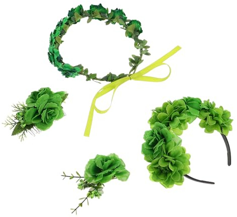 ELAYARD 4 St Patricks Day Håraccessoarer med Blomsterkrans Hårband och Hårklämmor för Kvinnor Bekväma och Festliga Tillbehör för Gruppfirande och Patrick S Day-tema