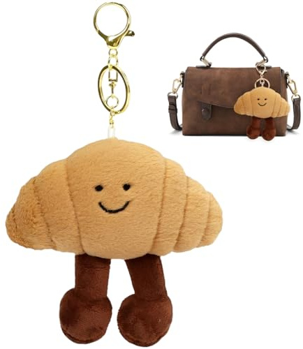 DOVBAN Llavero Croissant,Llavero Pan De Peluche,Colgante Divertido De Peluche Para Bolso,Colgante Móvil Con Mosquetón Para Decorar Bolsos y Tiendas.