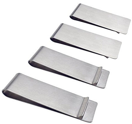 SourceTon Premium Stainless Steel Money Clip (4 Pack) - Slim Minimalist Wallet & Credit Card Holder for Men, RFID Blocking Metal Wallet - Silver
